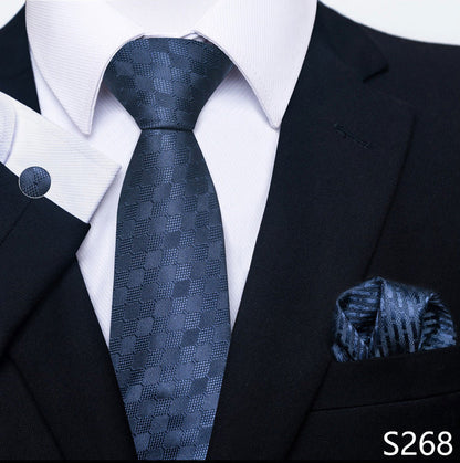 Men's Creative All-match Business Formal Wear Tie Scarf Cuff Buckle Set