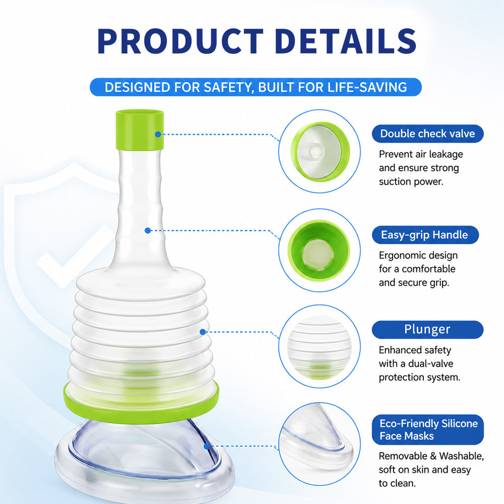 Portable Choking Rescue Device First Aid Kit With Adult And Child Masks Airway Clearance Suction Device For Home Family Safety