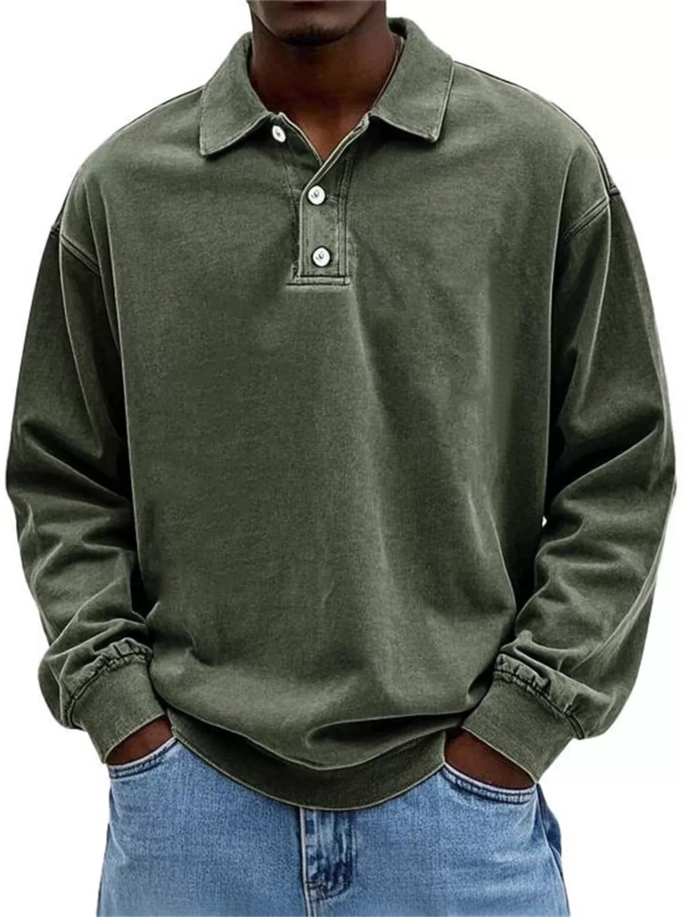 Men's Full Size Vintage Washed Long Sleeve Top Plus Size