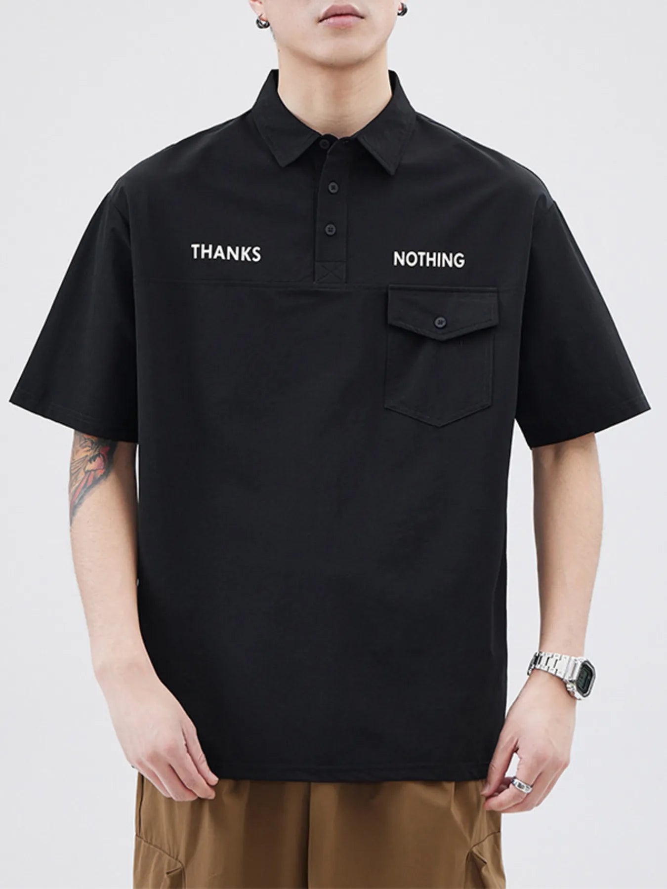 Men's Plus Size Button Detail Short Sleeve Polo