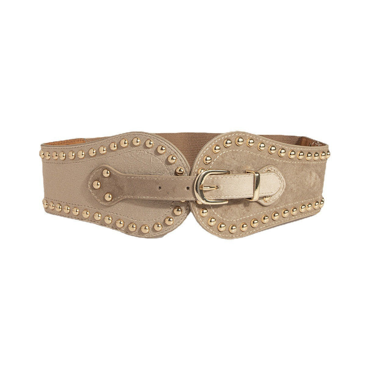Women's Fashion Handsome Suede Rivet Elastic Wide Waist Seal Adjusting Western-style Elastic Belt
