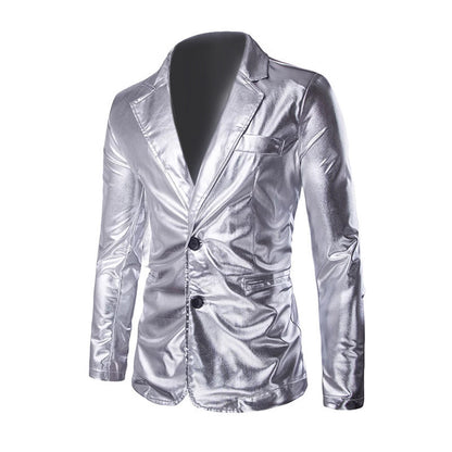 Gold-stamped High-gloss Suit Mens Jacket