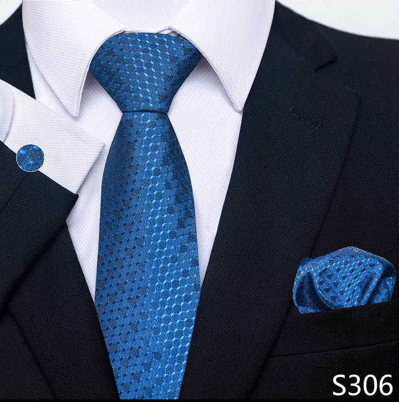 Men's Creative All-match Business Formal Wear Tie Scarf Cuff Buckle Set