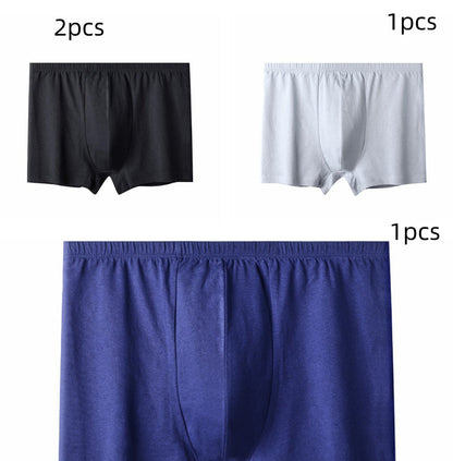 Men's High-waisted Pure Cotton Plus Size Loose Deep-crotch Cotton Breathable Boxer Shorts