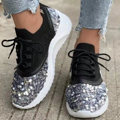 Breathable Color Block Knit Sneakers for Women