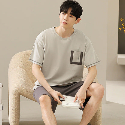 Men's Soft Short Sleeve 2 Casual Plus Size Pajamas Suit