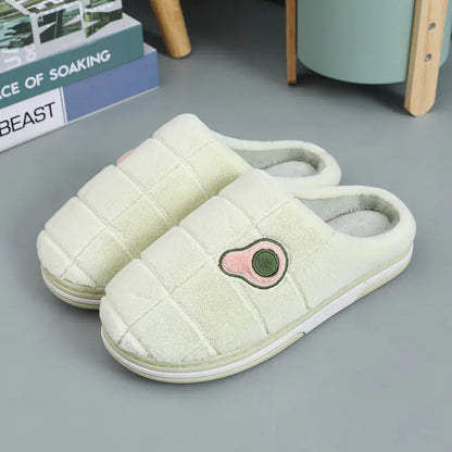 Warm Non-Slip Avocado Velvet Indoor Slippers