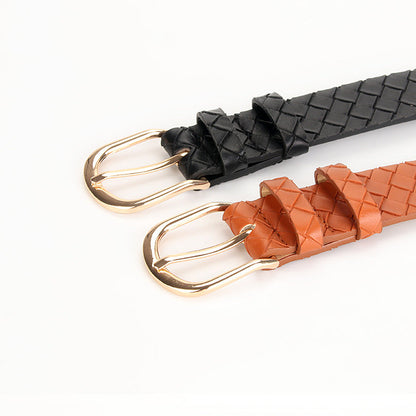 Women's Alloy Pin Buckle Belt Trendy Wild Belt Personality Imitation Weaving