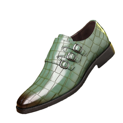 Men's Work Utility Footwear Casual Pointed-Toe Buckled Leather Shoes