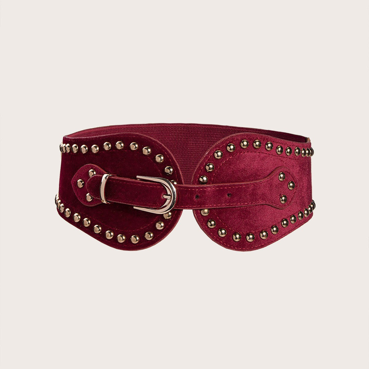 Women's Fashion Handsome Suede Rivet Elastic Wide Waist Seal Adjusting Western-style Elastic Belt