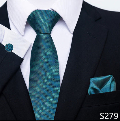 Men's Creative All-match Business Formal Wear Tie Scarf Cuff Buckle Set