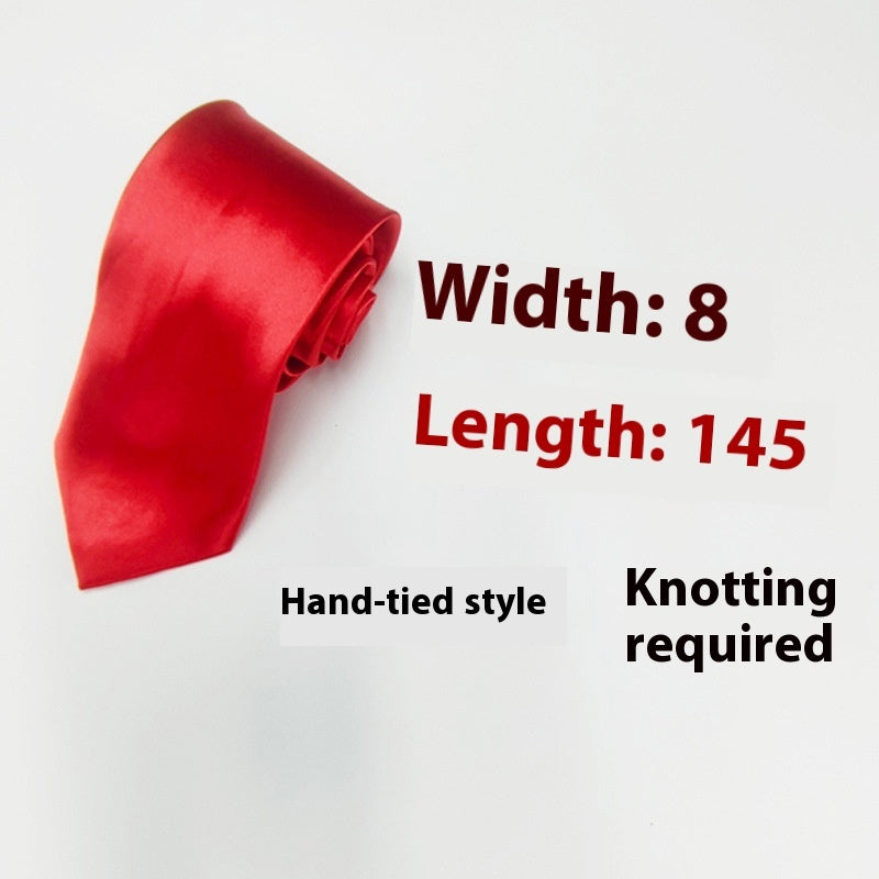 8cm Black Hand-tied Plain Suit Tie