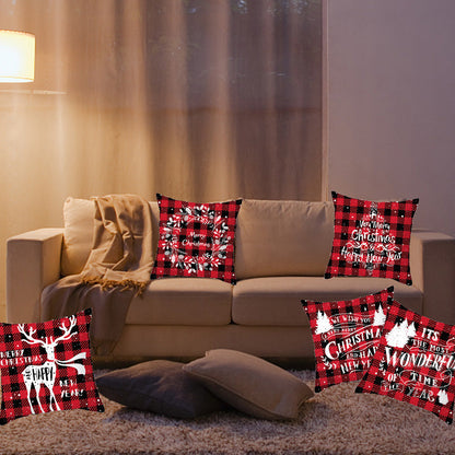 Merry Christmas Cushion Cover 45cm Elk Santa Claus Short Plush Sofa Pillow Cover Home Decor Pillowcase Christmas Decoration