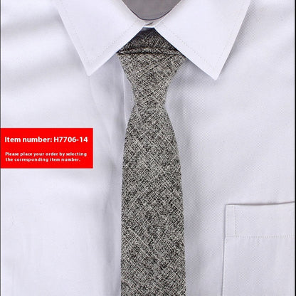 Solid Color Korean Style Narrow Cotton Men's 6cm Formal Wear Business Casual Wedding Tie