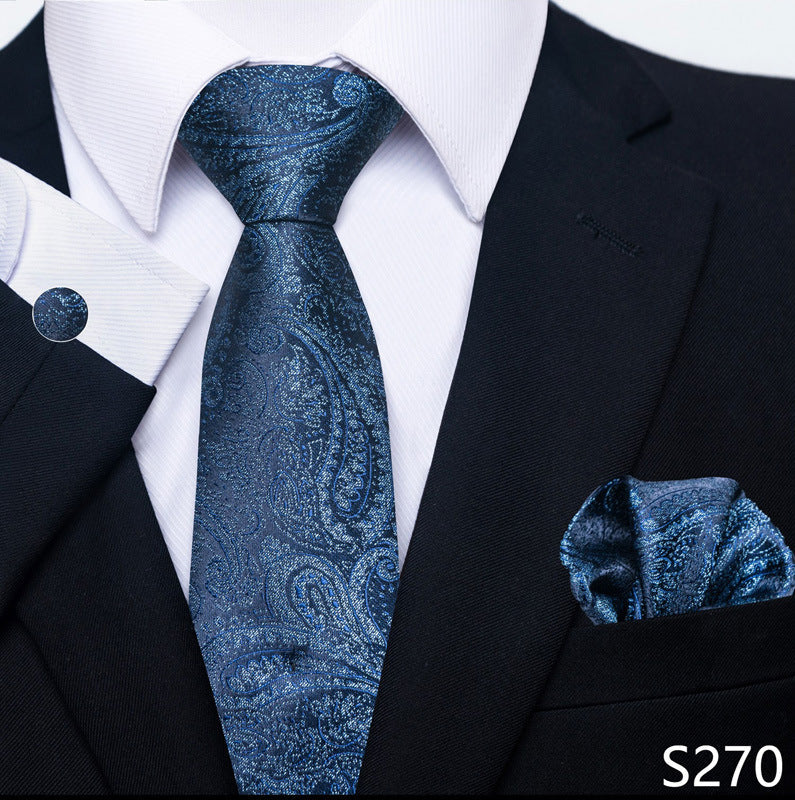 Men's Creative All-match Business Formal Wear Tie Scarf Cuff Buckle Set