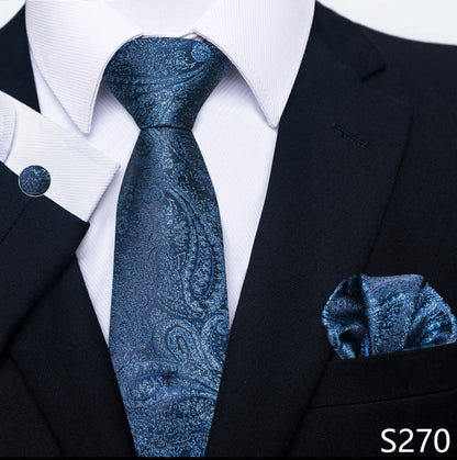 Men's Creative All-match Business Formal Wear Tie Scarf Cuff Buckle Set