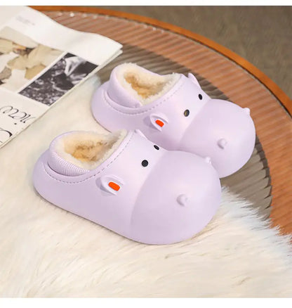 Children's Fleece-lined Cartoon Cotton Slippers