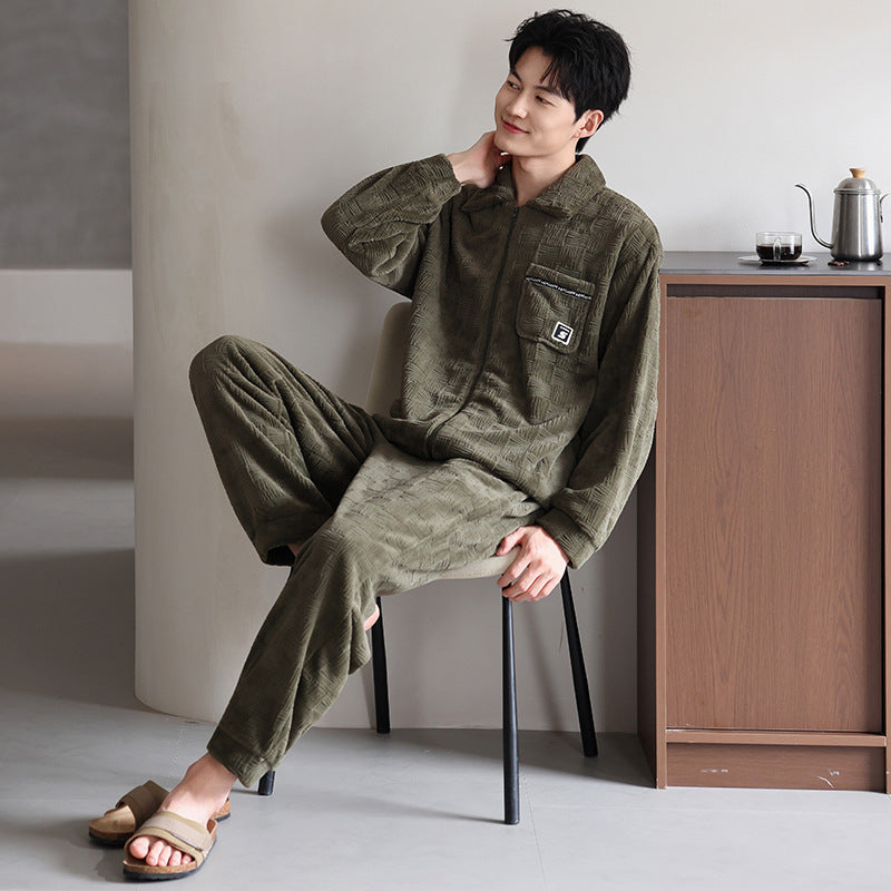 Men's Coral Velvet Pajamas Suit
