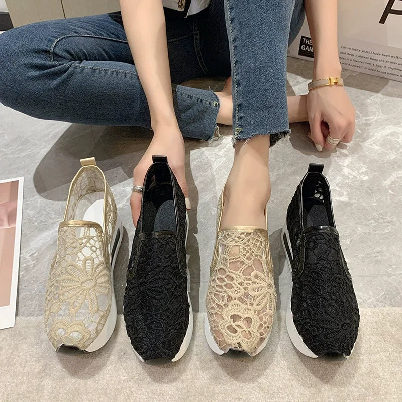 Lace Breathable Platform Slip-On