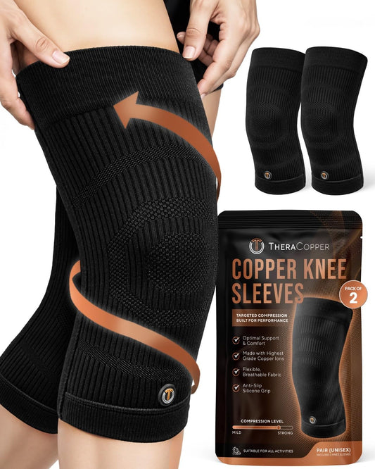 Copper Compression Knee Sleeves (2 Pack)