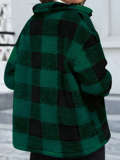 Beautiful Red Women Drop Shoulder Fuzzy Button-Up Jacket Soft And Comfortable Casual Fit Jacket