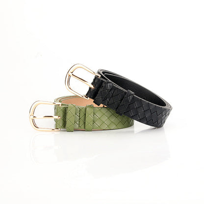 Women's Alloy Pin Buckle Belt Trendy Wild Belt Personality Imitation Weaving