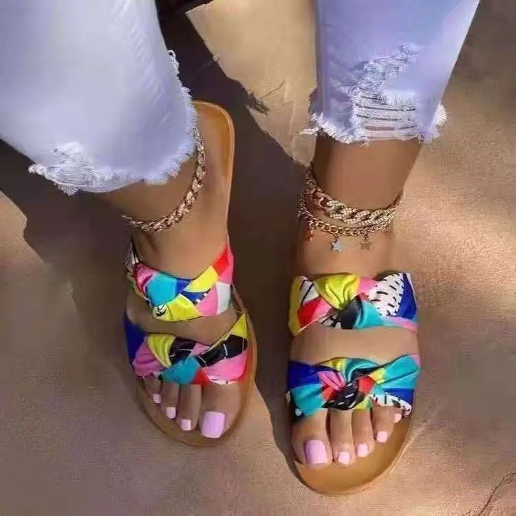 Women's Bowknot Toe Flat Sandals and Slippers
