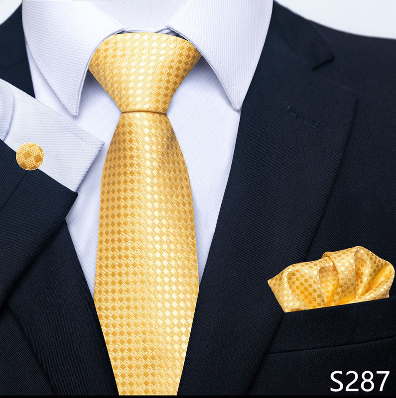 Men's Creative All-match Business Formal Wear Tie Scarf Cuff Buckle Set