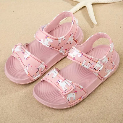 Trendy Girls Cartoon Print Non-Slip Summer Sandals
