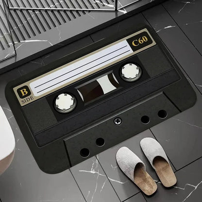Cassette-Style Flannel Bath Mat Bathroom Rug