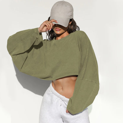 Active Comfort Long Sleeved Sweatshirt Crop Top