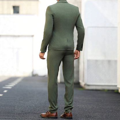 Mens Light-business Dark Green Suit Set