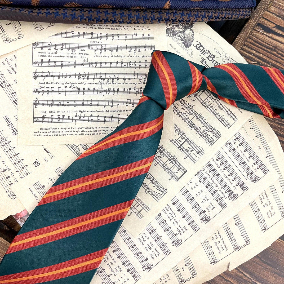 Retro Coffee Color Orange Red Striped Tie Hand Hit 8CM Men