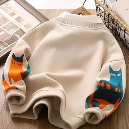 Boys Cartoon Hoodies Long Sleeve Sports Top for Kids