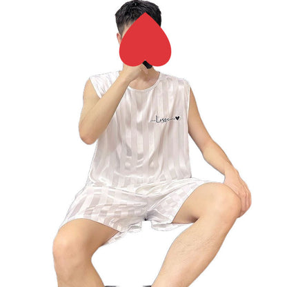 Men's Pajamas Summer Ice Silk Vest Shorts