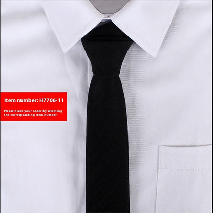 Solid Color Korean Style Narrow Cotton Men's 6cm Formal Wear Business Casual Wedding Tie