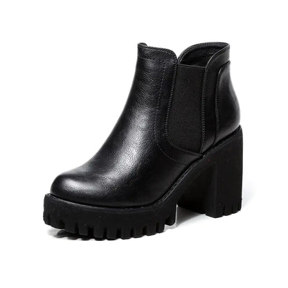 British Casual High Heels for Women with Thick Heel