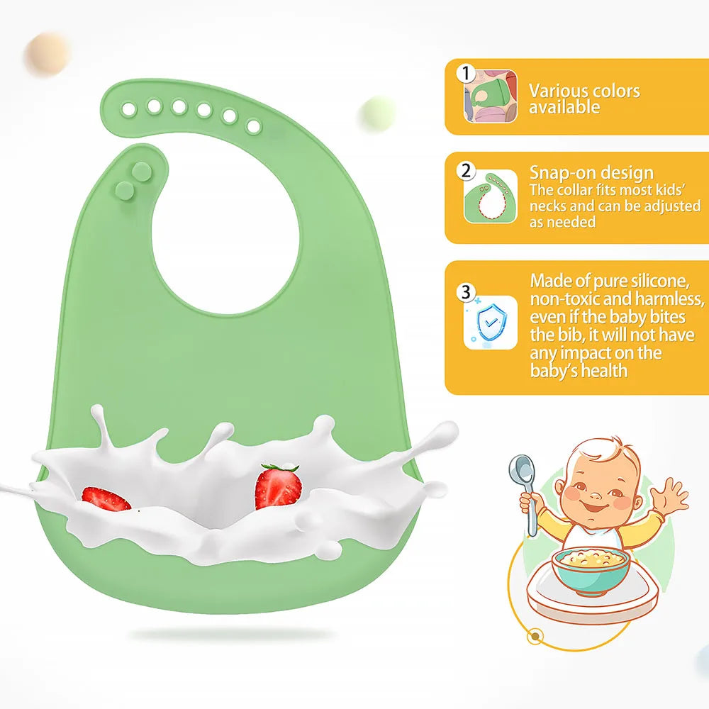TYRY.HU 3pcs Waterproof Baby Bibs Baby Stuff Cute Kids Cartoon Bib Girl Boy Adjustable Soft Silicone Bib Baby Feeding Stuff