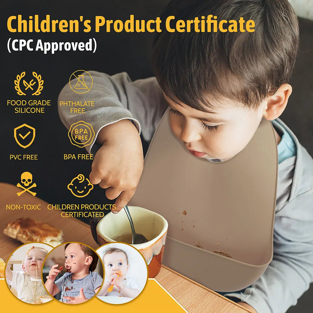 TYRY.HU 3pcs Waterproof Baby Bibs Baby Stuff Cute Kids Cartoon Bib Girl Boy Adjustable Soft Silicone Bib Baby Feeding Stuff