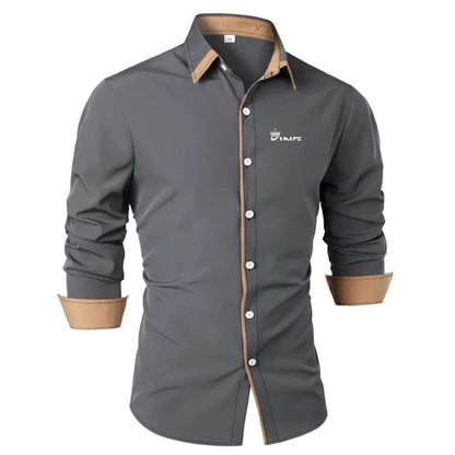 Men's Shirt Dress Shirt Casual Shirt Button Up Shirt Prom Shirt Plain Formal Long Sleeve Lapel All Seasons Men's Clothing