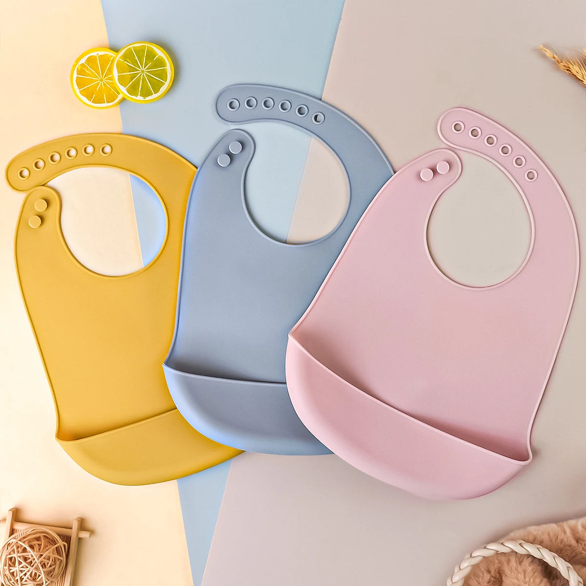 TYRY.HU 3pcs Waterproof Baby Bibs Baby Stuff Cute Kids Cartoon Bib Girl Boy Adjustable Soft Silicone Bib Baby Feeding Stuff