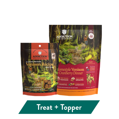 Addiction Venison Air-Dried Dog Food & Treats Duo