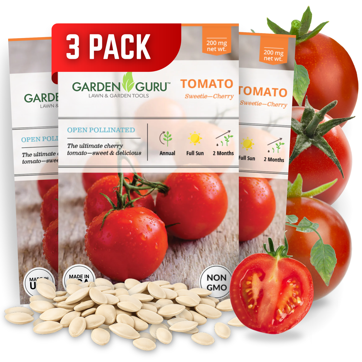 Garden Guru Sweetie Cherry Tomato Seeds 3-Pack - Non-GMO