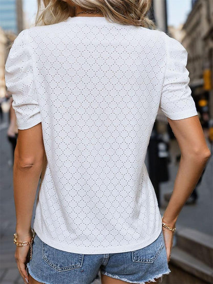Effortless Chic Bubble Sleeve Top - Stylish and Trendy Blouse for Women