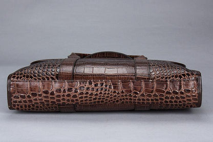 Exotic Croco Leather Laptop Bag - Luxury Genuine Cowhide for Stylish Women