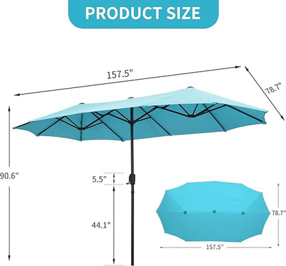 Ainfox 13ft Patio Umbrella Outdoor Two Layers Market Extra Large Table Umbrella