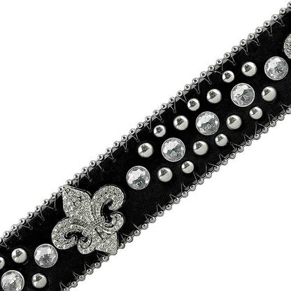 Black Scout With Studs And White Stones Studded Rhinestones Belts