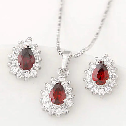 Korean Crystal Zirconia Earrings and Necklace Set