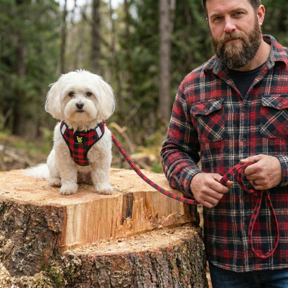 EcoBark Step In Dog Harness - Teacup & Small Breeds- Reflective Soft Mesh Harness for Teacup, Small Dogs and Puppies / Buffalo Plaid