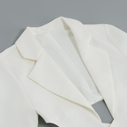Chic White V-Neck Suit Set